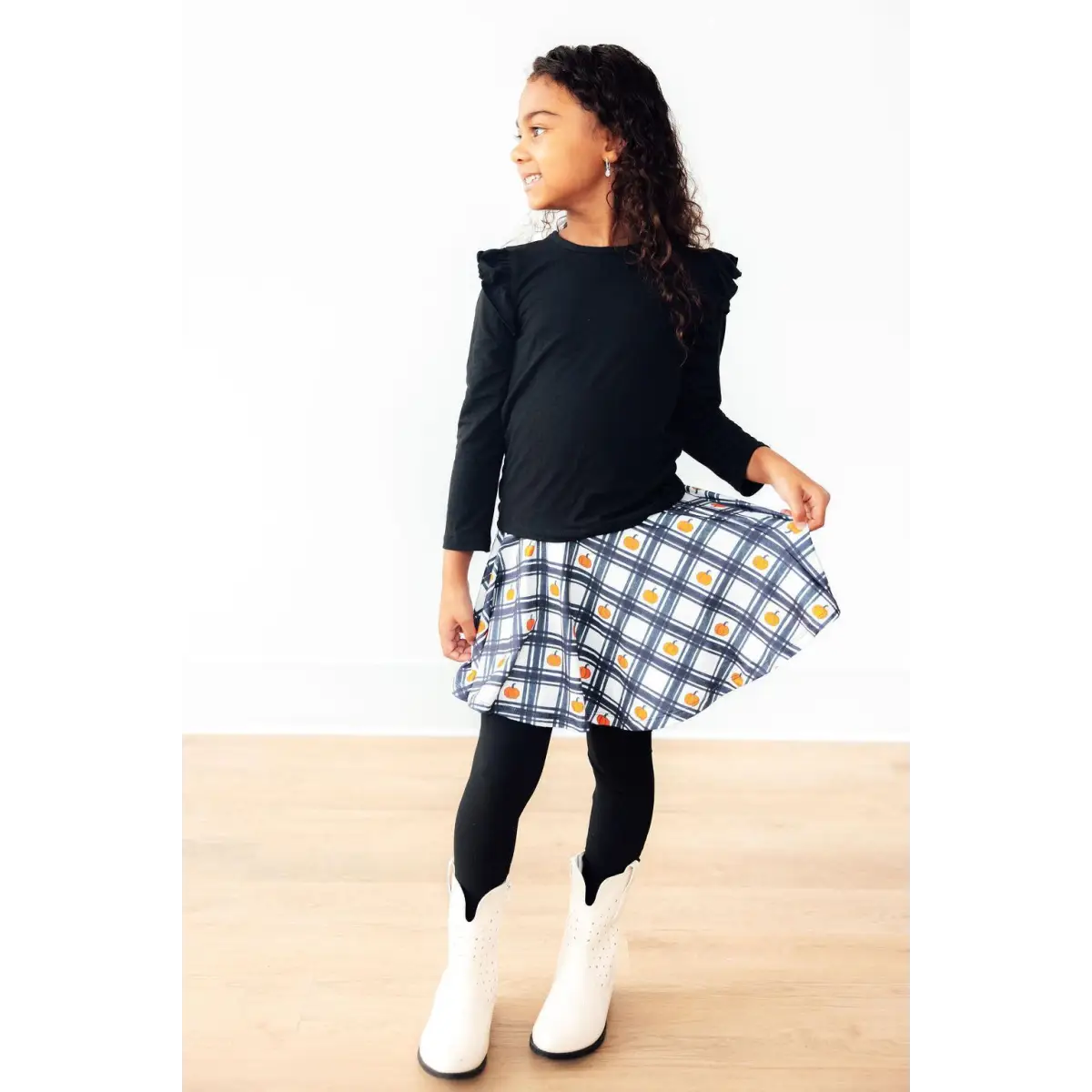 Plaid Pumpkins Twirl Skirt with Leggings - Mila & Rose ®