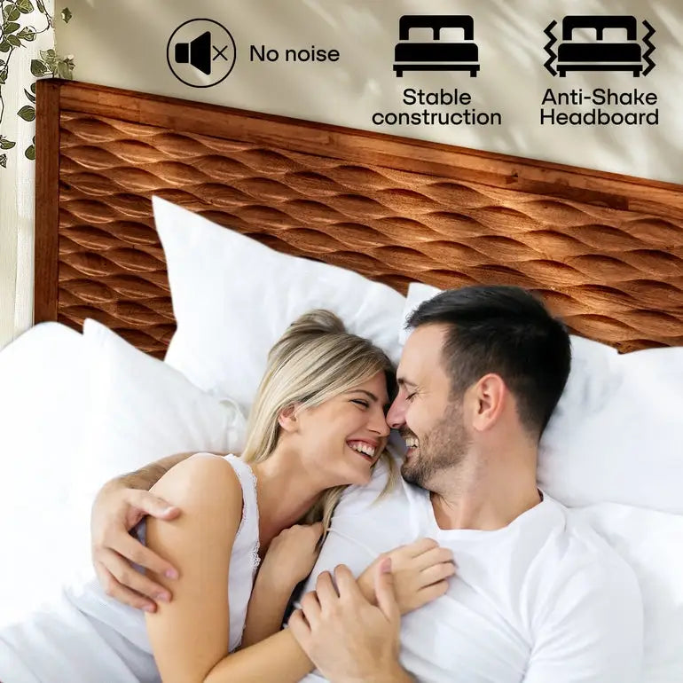 Platform Bed Frame with Headboard - Acacia Elara - Stylish and Durable Design - Megsu