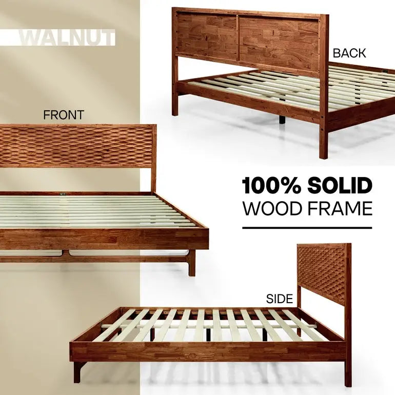Platform Bed Frame with Headboard - Acacia Elara - Stylish and Durable Design - Megsu