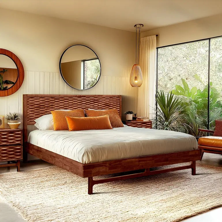 Platform Bed Frame with Headboard - Acacia Elara - Stylish and Durable Design - Megsu
