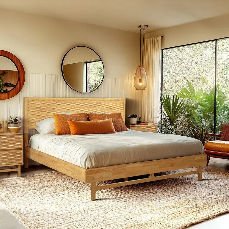 Platform Bed Frame with Headboard - Acacia Elara - Stylish and Durable Design - Megsu
