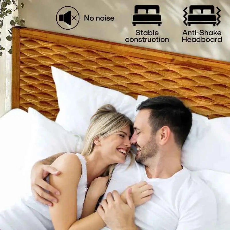 Platform Bed Frame with Headboard - Acacia Elara - Stylish and Durable Design - Megsu