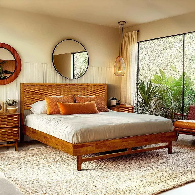 Platform Bed Frame with Headboard - Acacia Elara - Stylish and Durable Design - Megsu