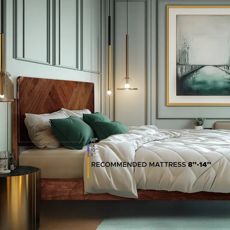Platform Bed Frame with Headboard - Rorns Bifrost - Modern Bedrooms - Megsu
