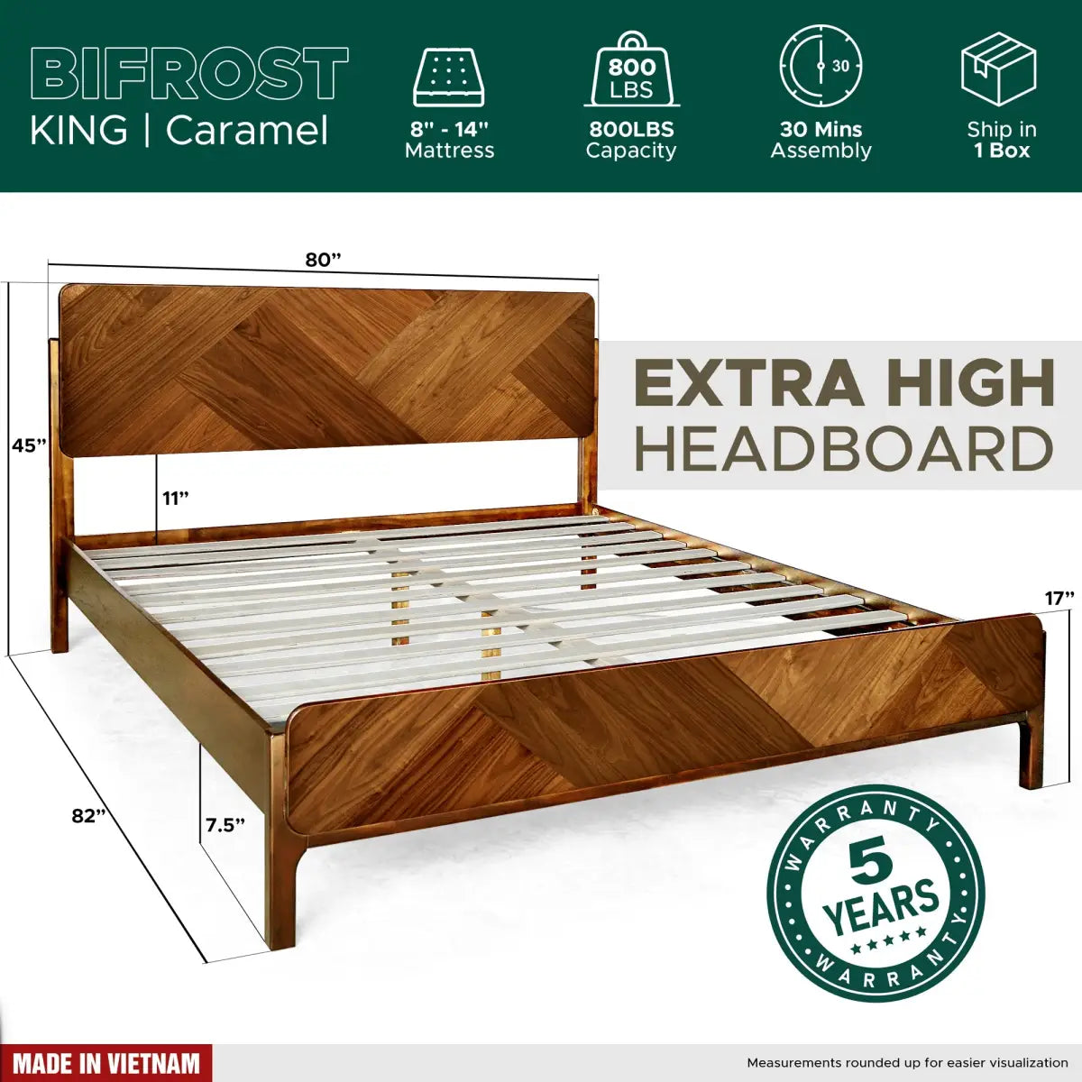 Platform Bed Frame with Headboard - Rorns Bifrost - Modern Bedrooms - Megsu