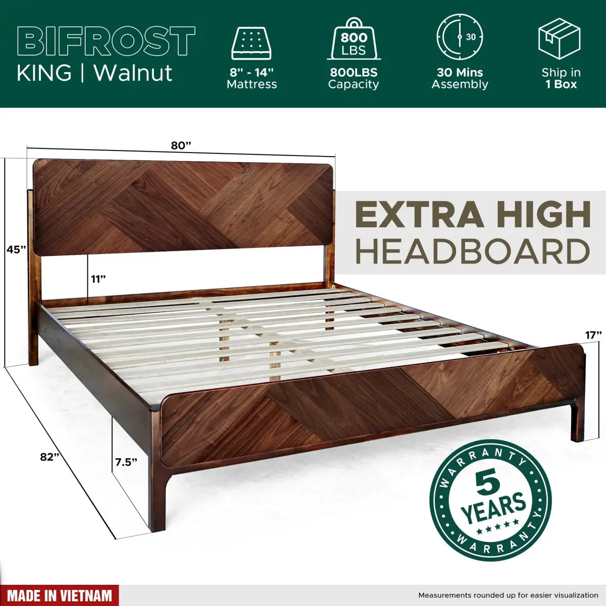 Platform Bed Frame with Headboard - Rorns Bifrost - Modern Bedrooms - Megsu