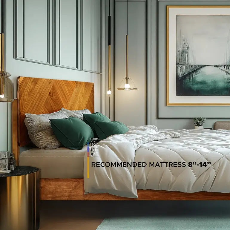 Platform Bed Frame with Headboard - Rorns Bifrost - Modern Bedrooms - Megsu