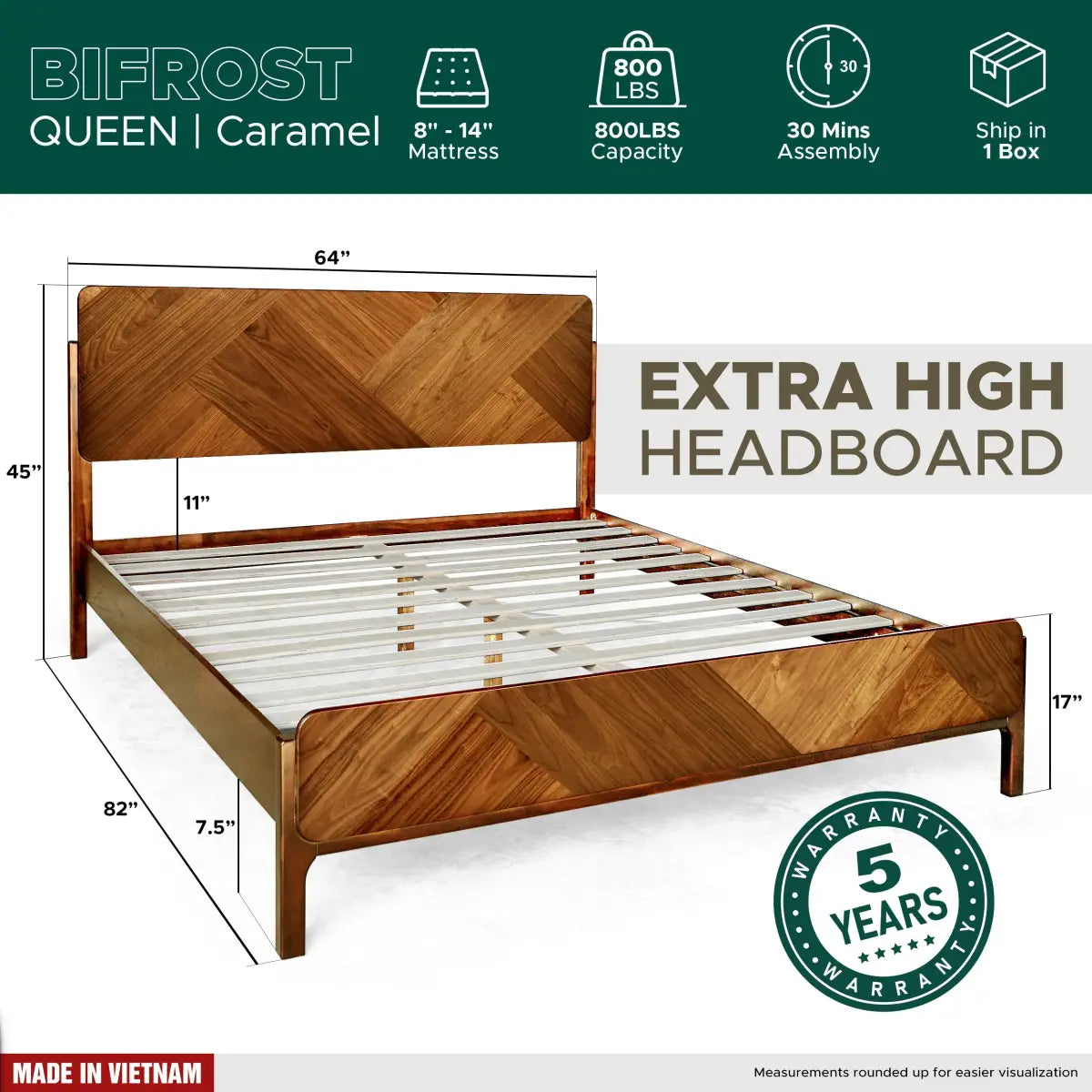 Platform Bed Frame with Headboard - Rorns Bifrost - Modern Bedrooms - Megsu