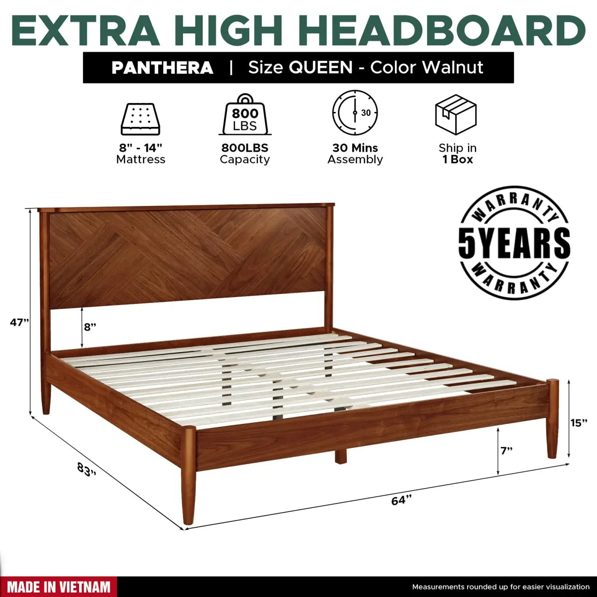 Platform Bed Frame with Headboard - Rorns Panthera - Ultimate Comfort - Megsu