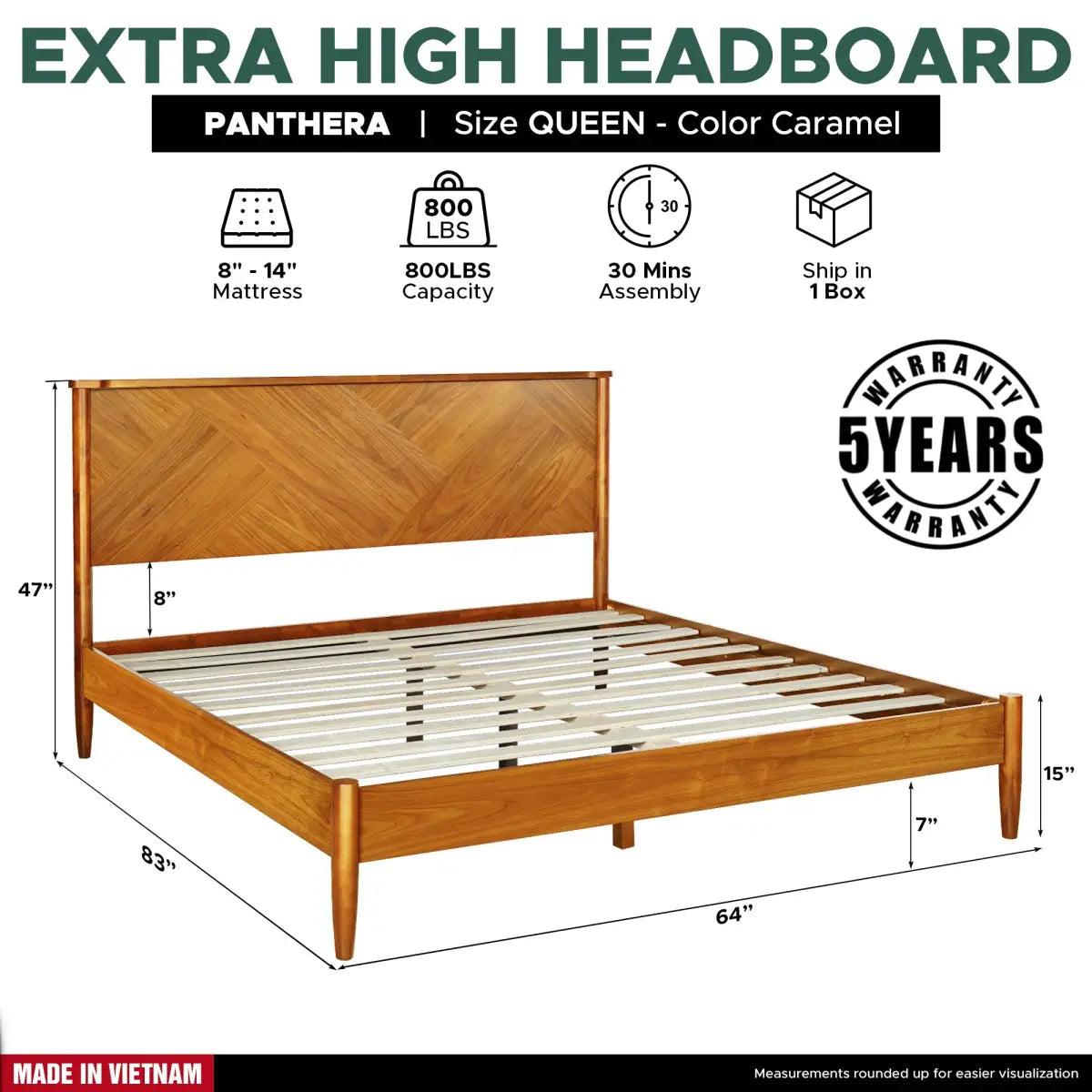 Platform Bed Frame with Headboard - Rorns Panthera - Ultimate Comfort - Megsu