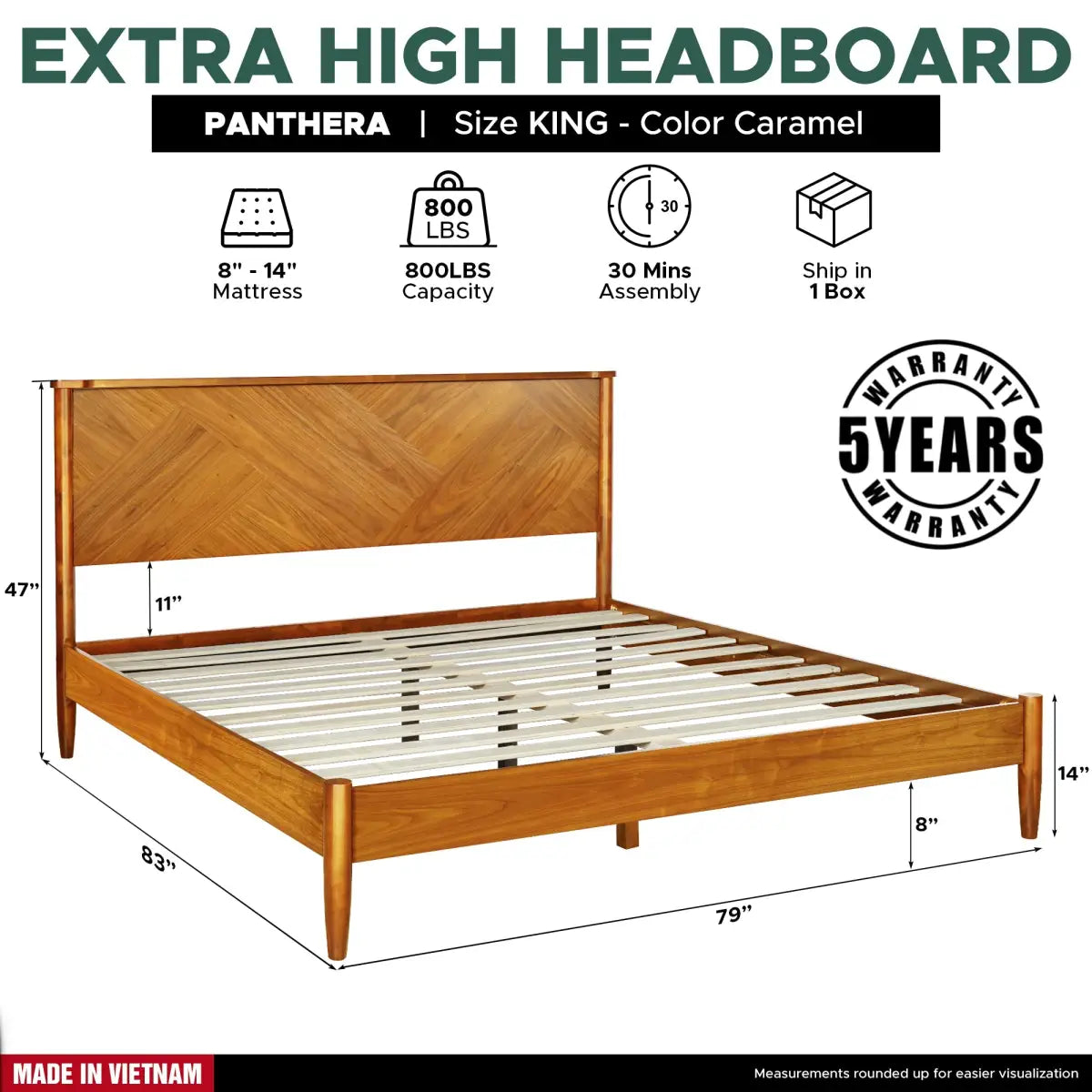 Platform Bed Frame with Headboard - Rorns Panthera - Ultimate Comfort - Megsu