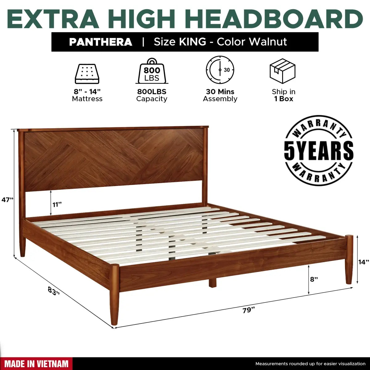 Platform Bed Frame with Headboard - Rorns Panthera - Ultimate Comfort - Megsu