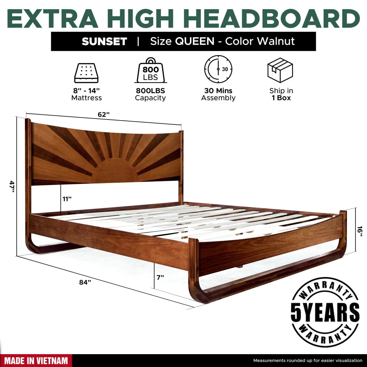 Platform Bed Frame with Headboard for Ultimate Bedroom Style - Megsu