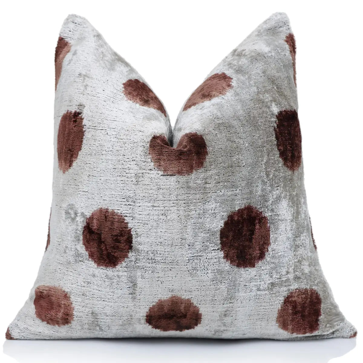 Platinum & Rust Modernist Dot Silk Velvet Pillow 20’’ x 20’’ - Canvello