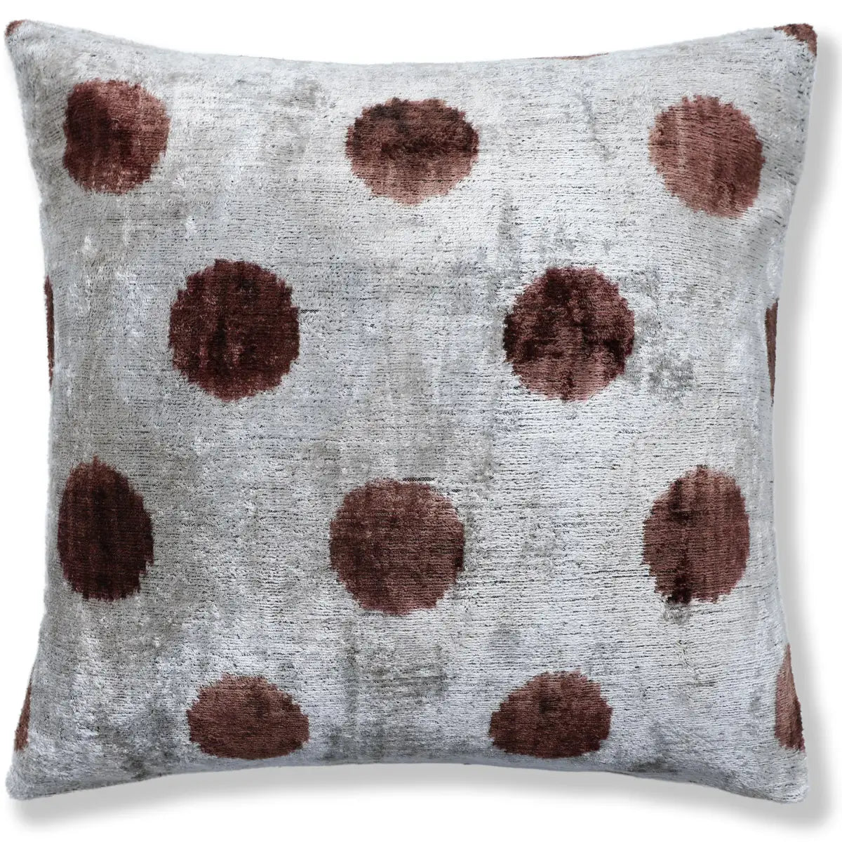 Platinum & Rust Modernist Dot Silk Velvet Pillow 20’’ x 20’’ - Canvello