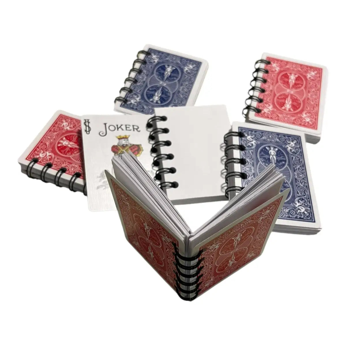 Playing Cards Mini Notebook - Upcycled and Handmade Notepad - Blue - StuckOnU Art