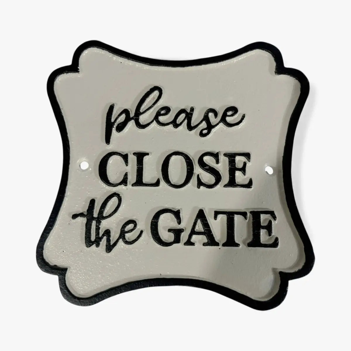 Please Close the Gate - Cast Iron Wall Sign - Black and White - Iron & Blossom