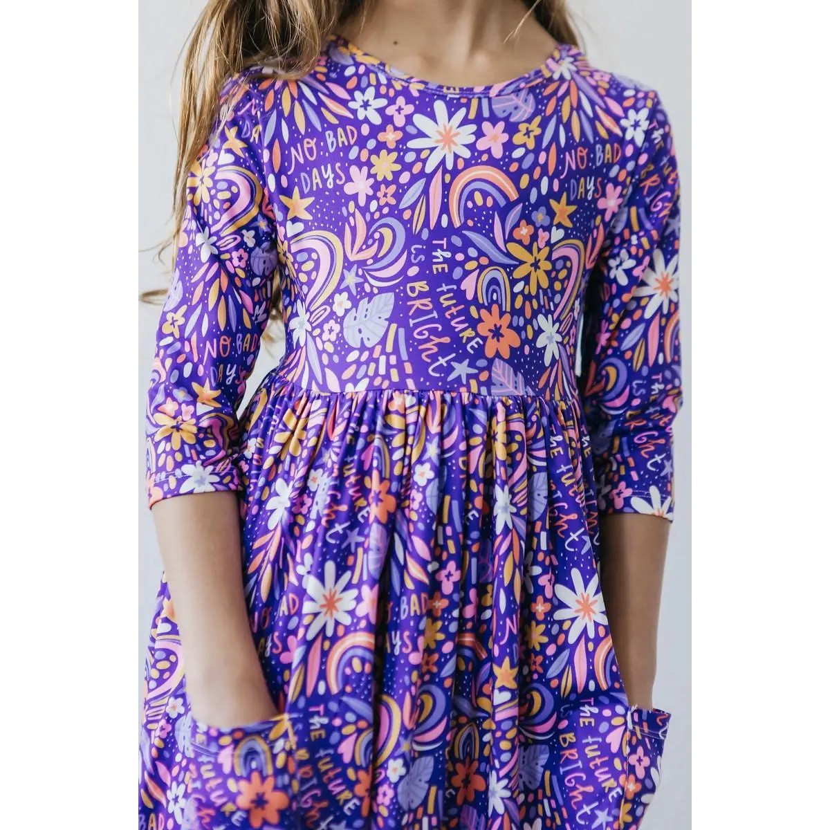 Pocket Twirl Dress - No Bad Days at School - 3/4 Sleeve - 6-12M - Mila & Rose ®
