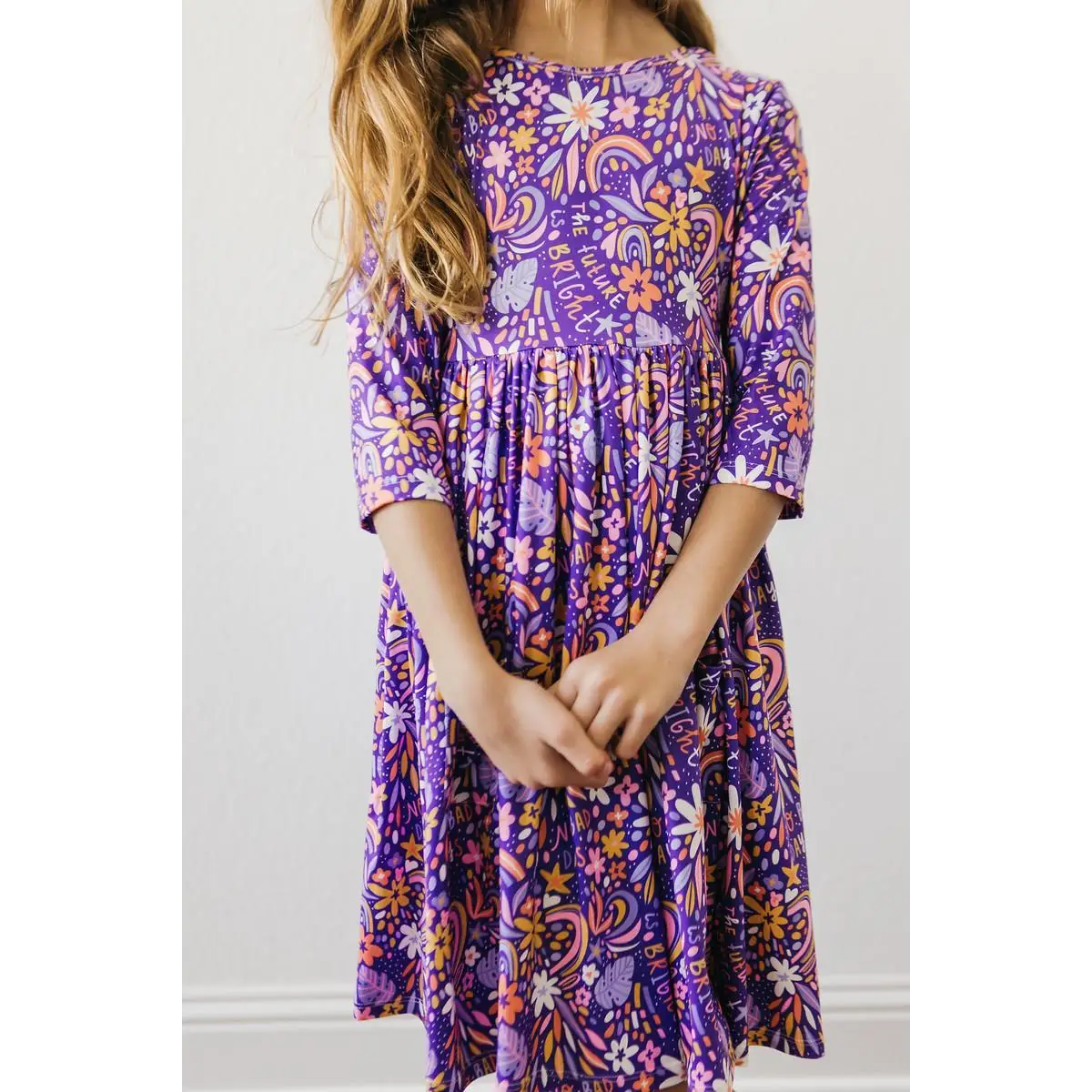 Pocket Twirl Dress - No Bad Days at School - 3/4 Sleeve - Mila & Rose ®