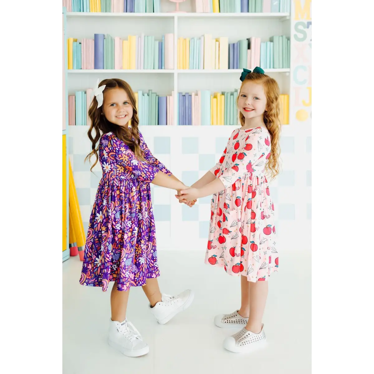 Pocket Twirl Dress - No Bad Days at School - 3/4 Sleeve - Mila & Rose ®