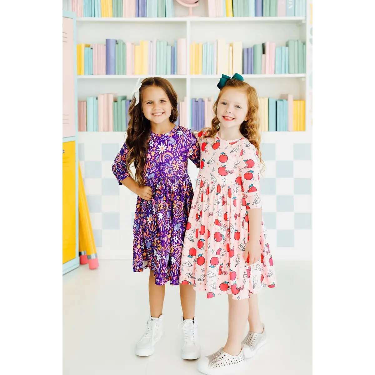 Pocket Twirl Dress - No Bad Days at School - 3/4 Sleeve - Mila & Rose ®