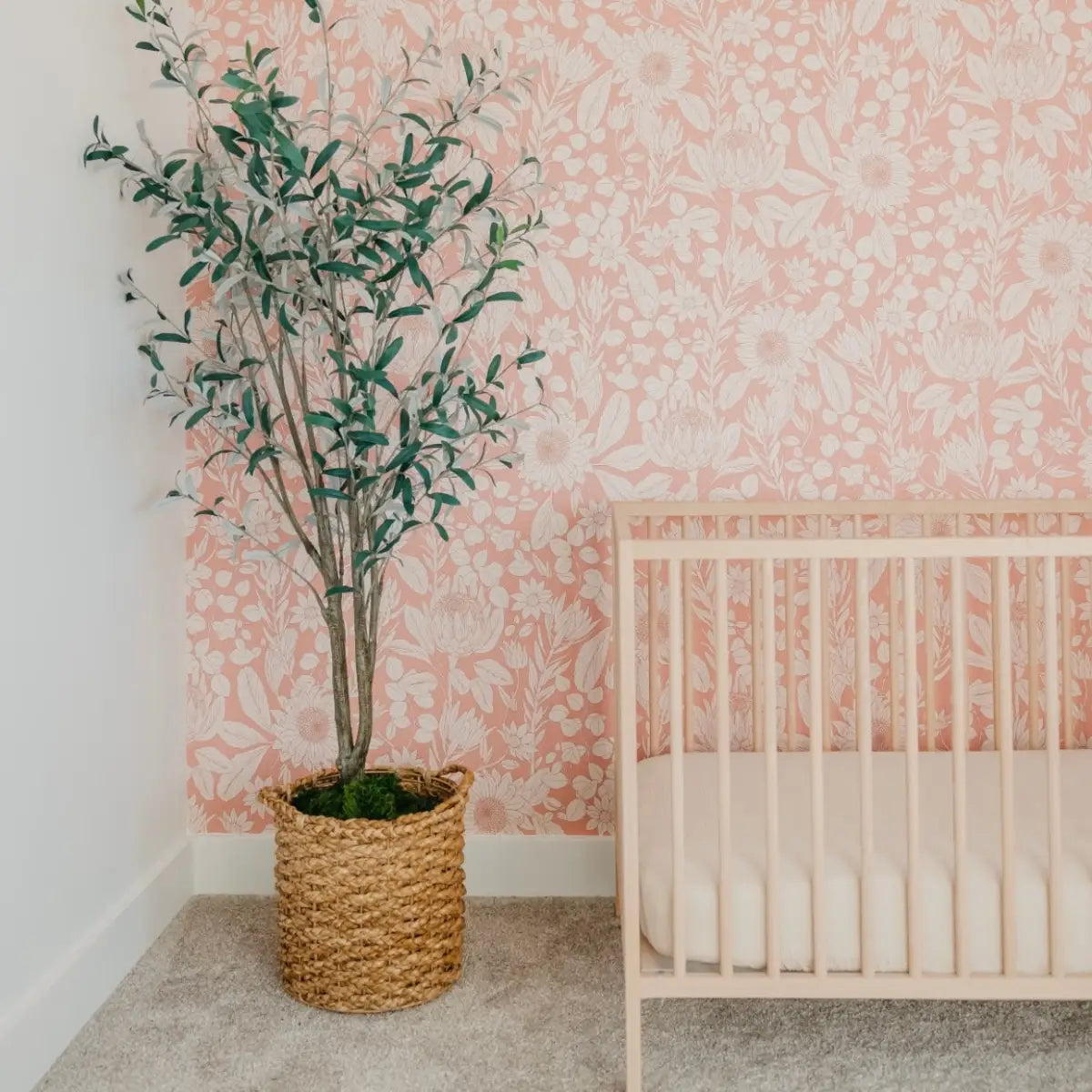 Polly Wallpaper - Pink Sunflower Botanical - by Lovely People Studio - Loomwell Home Goods