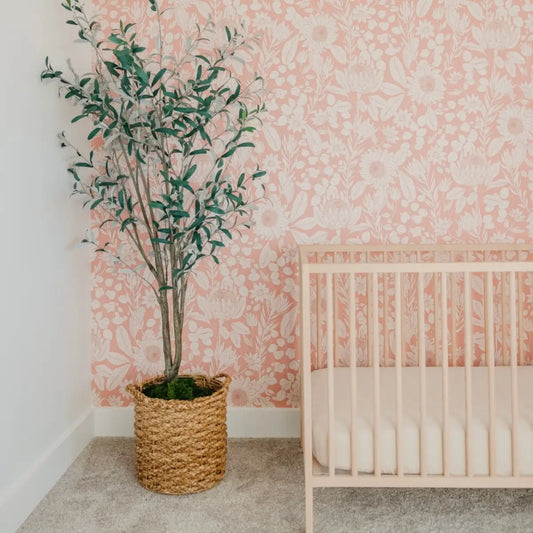 Polly Wallpaper - Pink Sunflower Botanical - by Lovely People Studio - Loomwell Home Goods