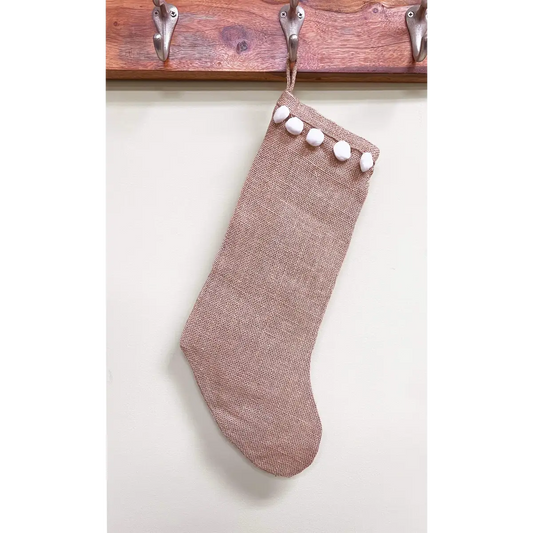 Pom Pom Jute Christmas Stocking - Fennco Styles