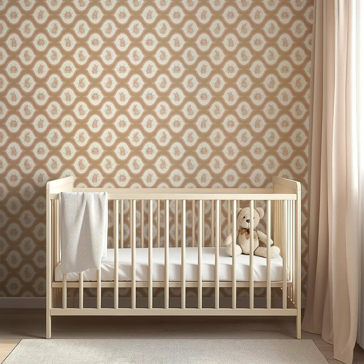 Poppie Wallpaper - Bunnies for Baby - by Niranjana Mani Design - Loomwell Home Goods