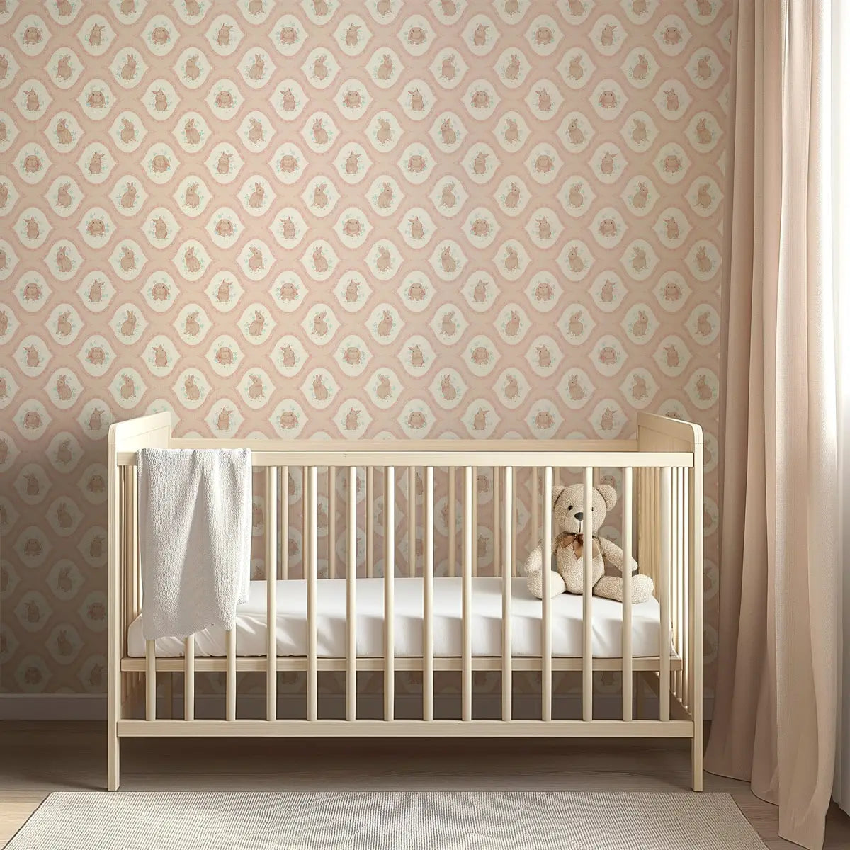 Poppie Wallpaper - Bunnies for Baby - by Niranjana Mani Design - Loomwell Home Goods