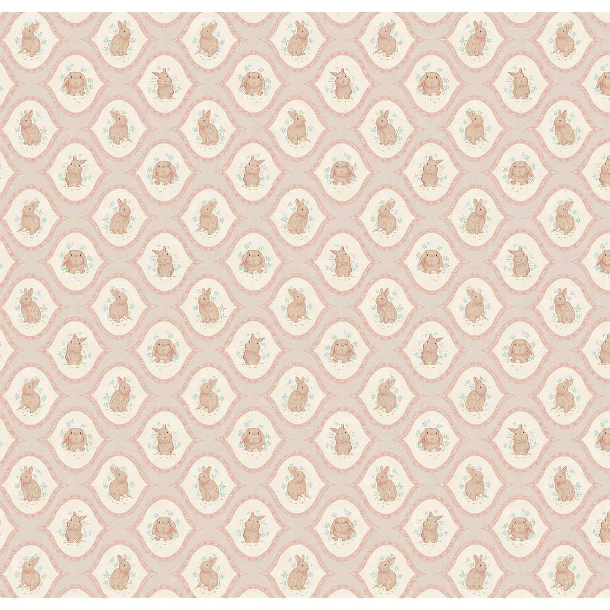 Poppie Wallpaper - Bunnies for Baby - by Niranjana Mani Design - Sample 1 foot by 1 foot / Blush - Loomwell Home Goods