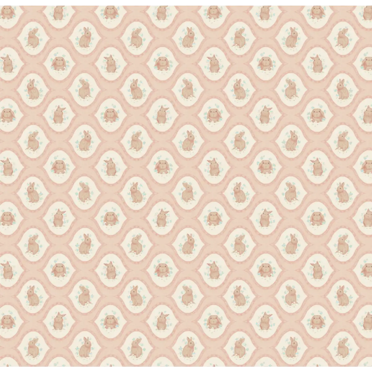 Poppie Wallpaper - Bunnies for Baby - by Niranjana Mani Design - Sample 1 foot by 1 foot / Coral - Loomwell Home Goods