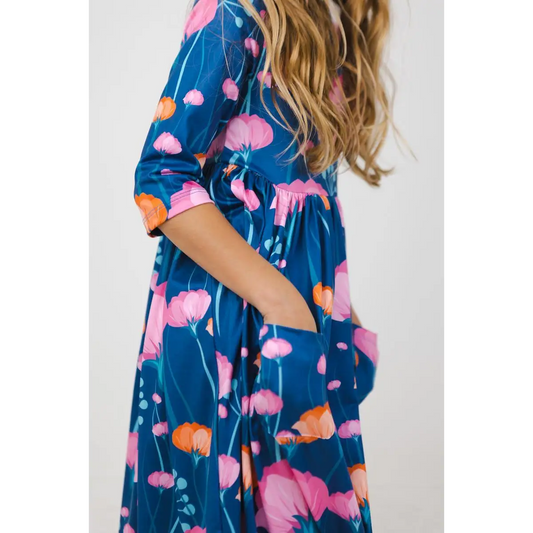Pocket Twirl Dress - Pink Poppies - Mila & Rose ®