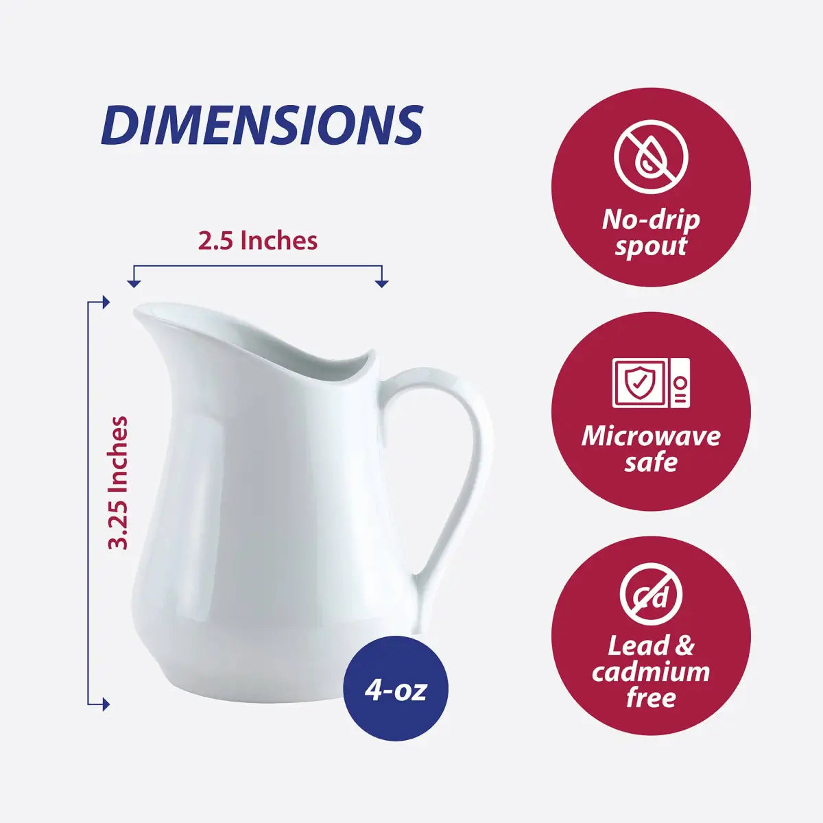 Porcelain Creamer Pitcher - 4 oz - HIC - Harold Import Co.