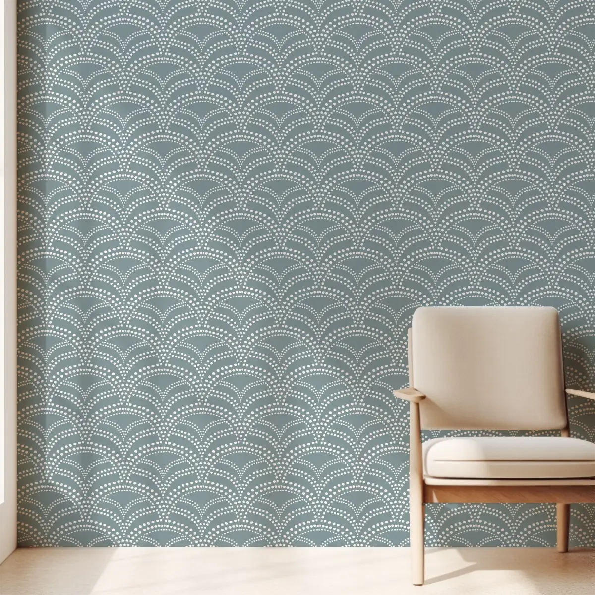 Porter Wallpaper - Scalloped Fans with Dots - by Aminah Eleonora - Loomwell Home Goods