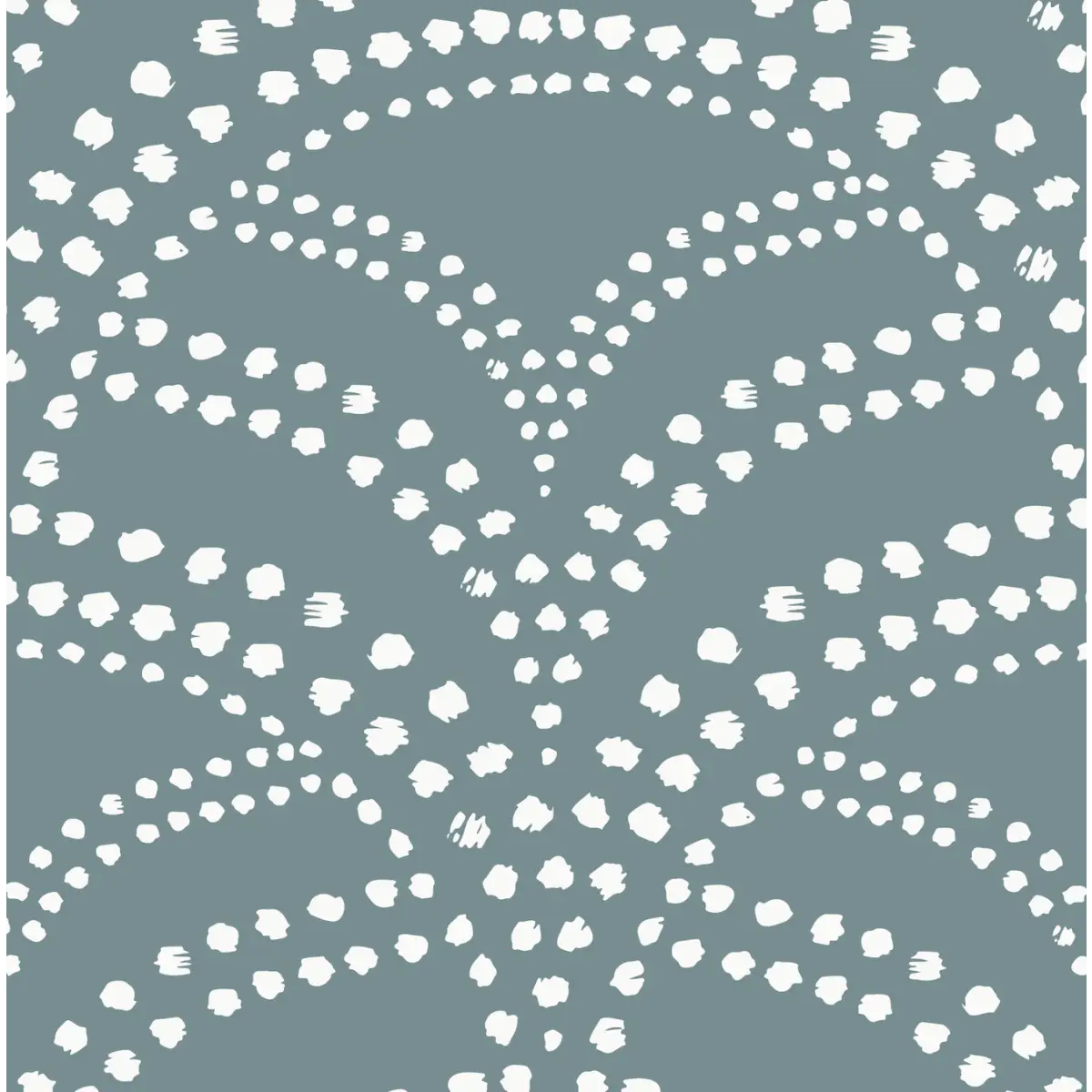 Porter Wallpaper - Scalloped Fans with Dots - by Aminah Eleonora - Sample 1 foot by 1 foot / Teal - Loomwell Home Goods