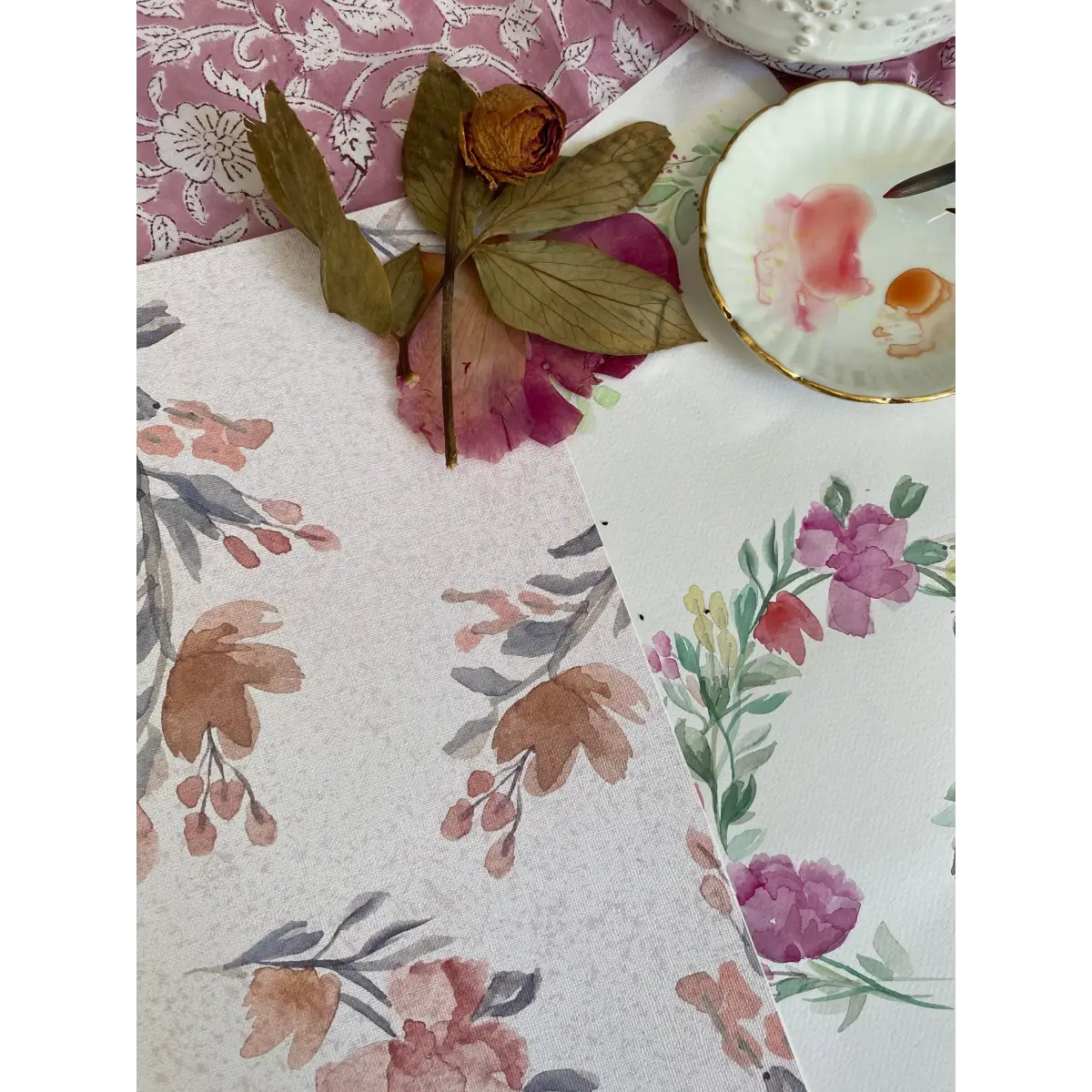 Portia Wallpaper - Watercolor Flower Swirls - by Bloomery Decor - Loomwell Home Goods