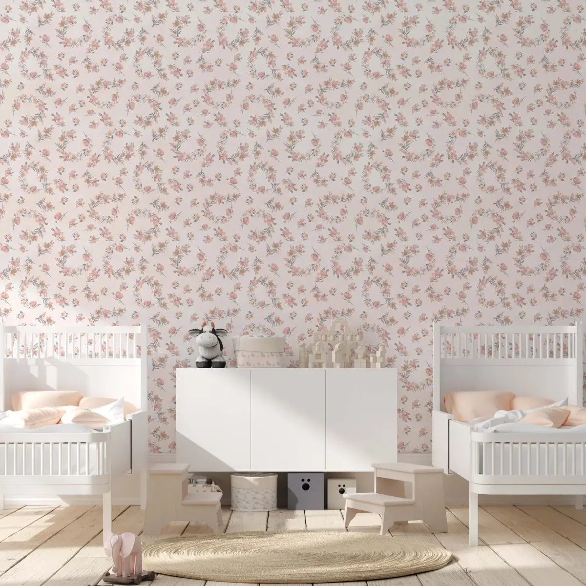 Portia Wallpaper - Watercolor Flower Swirls - by Bloomery Decor - Loomwell Home Goods