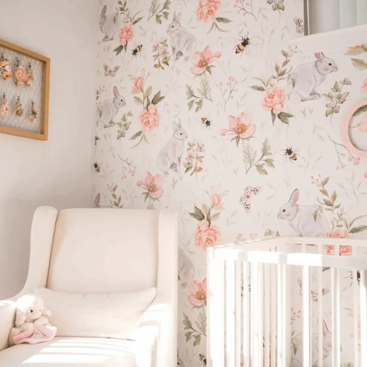 Posey Wallpaper - Bunnies Bees Flowers - by Clara McAllister - Loomwell Home Goods