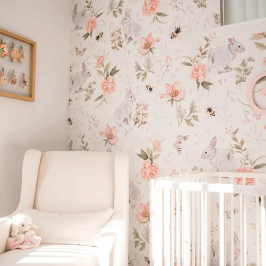 Posey Wallpaper - Bunnies Bees Flowers - by Clara McAllister - Loomwell Home Goods