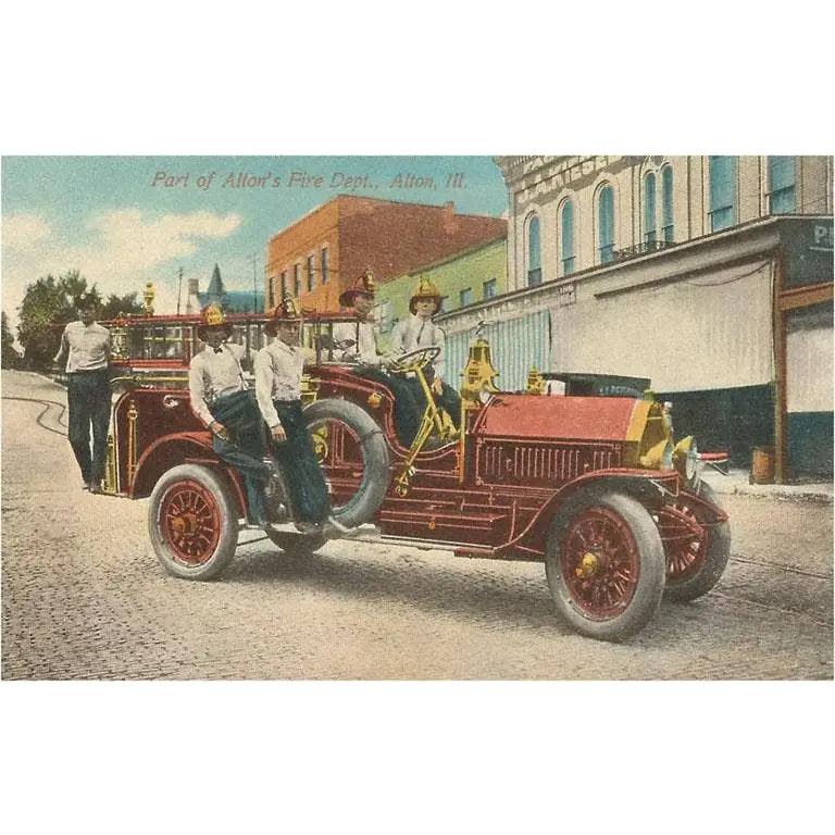 Postcard - Fire Equipment Alton Illinois - Found Image Press