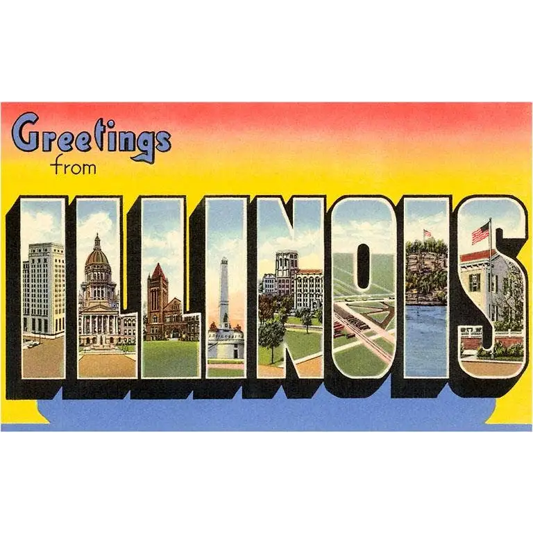 Postcard - Greetings from Illinois - Found Image Press