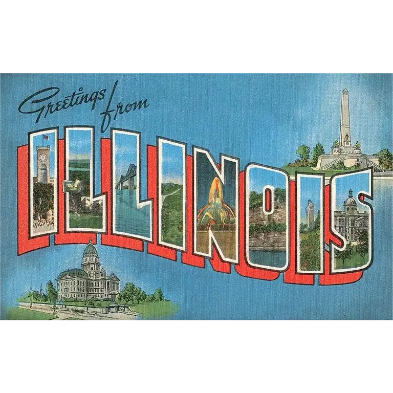 Postcard - Greetings from Illinois - Found Image Press