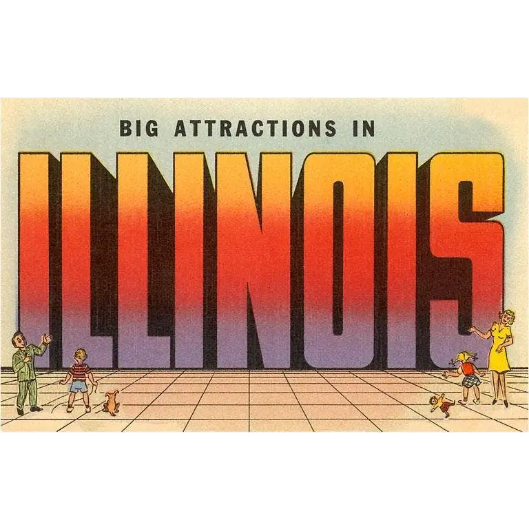 Postcard - Big Attractions in Illinois Large Letters - Found Image Press