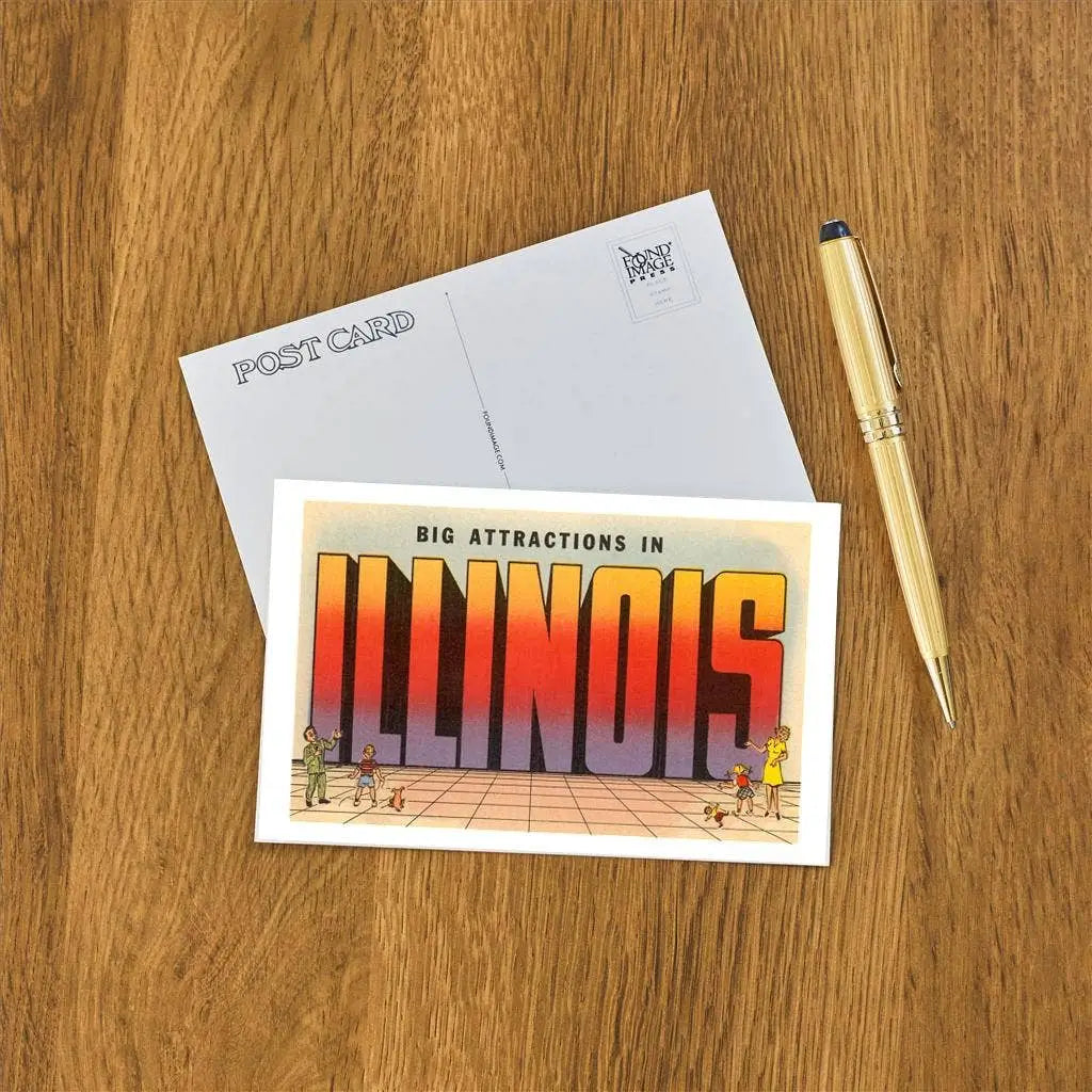 Postcard - Big Attractions in Illinois Large Letters - Found Image Press