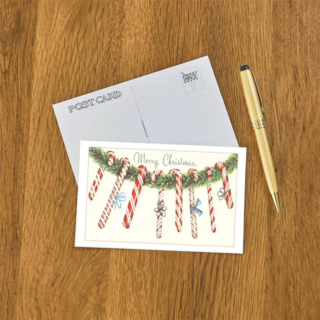 Vintage Christmas Postcard - Candy Canes Garland - Found Image Press