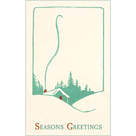 Vintage Holiday Postcard - Season’s Greetings Cabin - Found Image Press