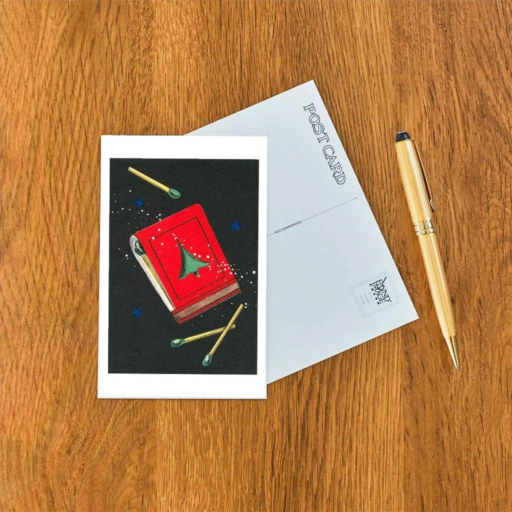 Vintage Christmas Postcard - Christmas Matchbook - Found Image Press
