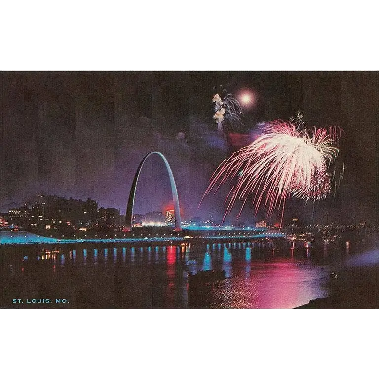 Postcard - Fireworks over St. Louis Arch - Found Image Press