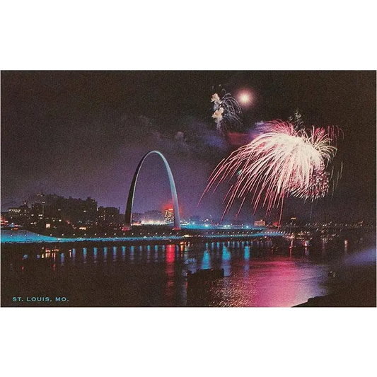 Postcard - Fireworks over St. Louis Arch - Found Image Press